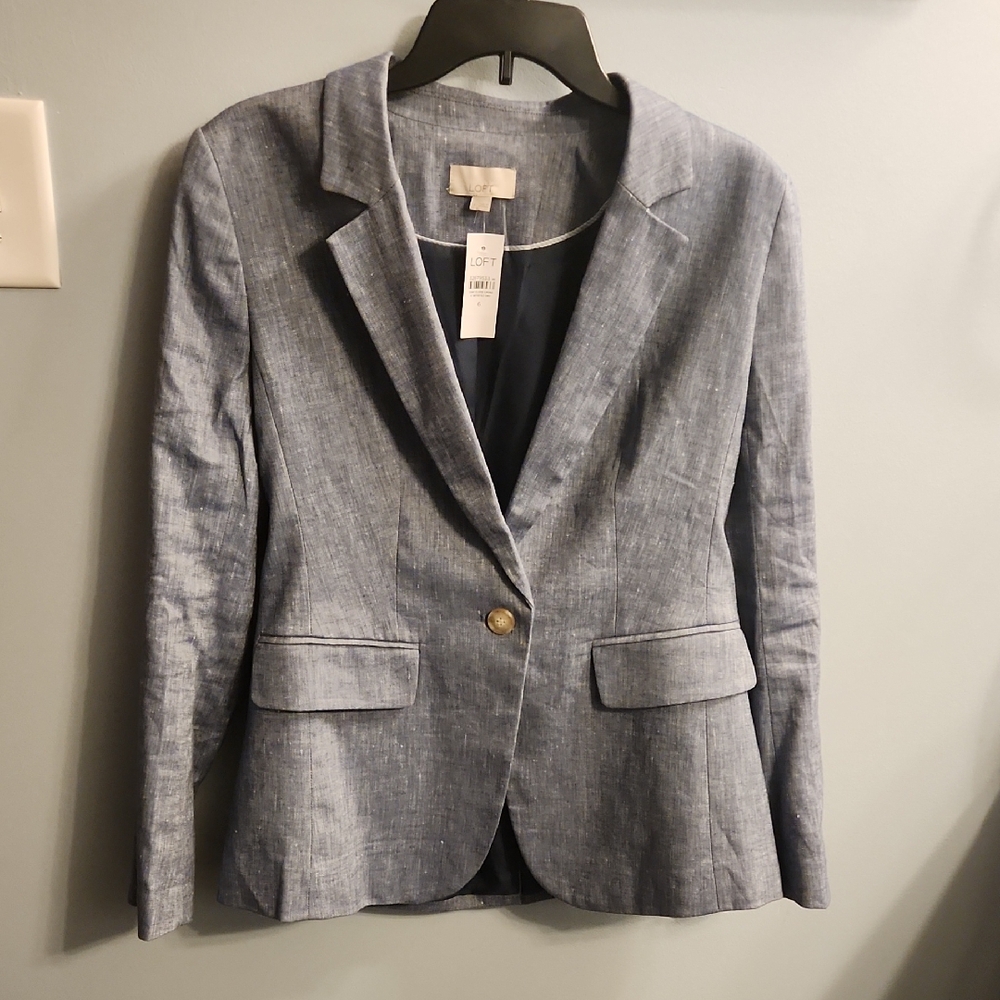 LOFT Light Blue Blazer with Gold Button